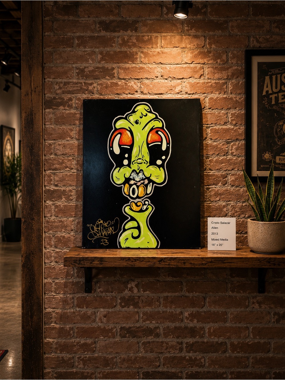 Cristo Salazar Original Signed 2013 Urban Pop Surreal Alien Painting 16x20